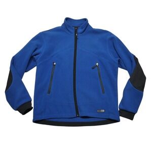 REI Jacket Mens Large Blue Fleece Full Zip Hiking Pockets Stand Collar